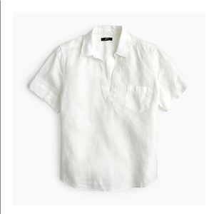 Jcrew short sleeve linen popover shirt Large